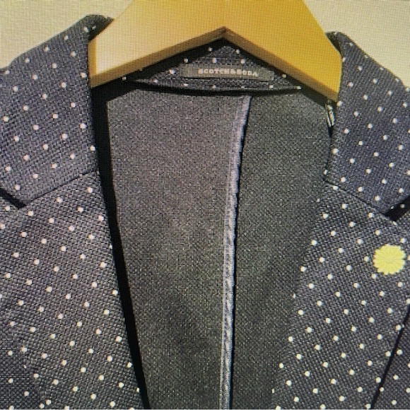SCOTCH & SODA Mens Large 50 Piece Unique Navy Blue Polka Dot Blazer - Picture 2 of 2